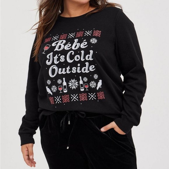 Torrid Schitt's Creek Sweatshirt Cozy Fleece Bebe It's Cold Outside Black 1X - Picture 1 of 9